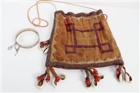 Lot 3111 - Old African drawstring fabric bag with...
