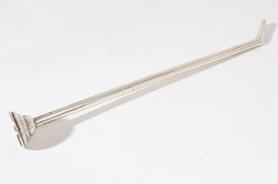 Lot 227 - Unusual Edwardian silver instrument with open funnel top, straight shaft engraved 'J.& B.H. 1909', with angled end piece, possibly a surgical instrument