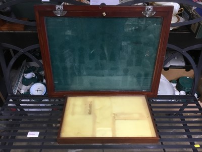 Lot 321 - Mahogany glazed table top display case for medals, together with another display case