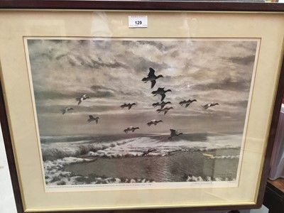 Lot 106 - Julian Novorol (b.1949) signed print - widgeon in flight, 279/500, in glazed frame