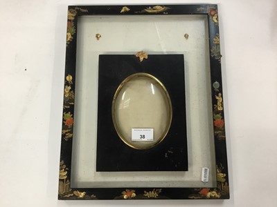Lot 38 - Mid 20th century chinoiserie frame decorated with figures and gardens, together with a gilt metal mounted ebonised frame
