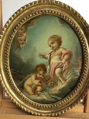 Lot 266 - After Francois Boucher (1703-1770) oval oil on board 
