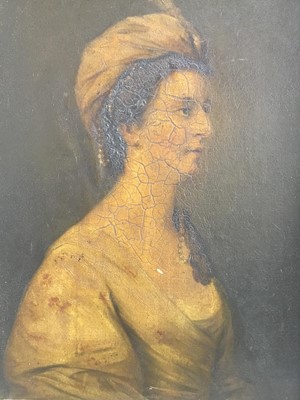 Lot 242 - Follower of Gainsborough, quarter length portrait of a lady in turban