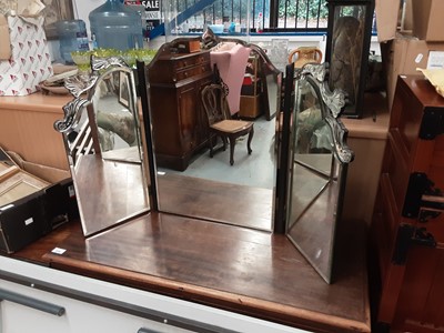 Lot 126 - Venetian style triptych dressing table mirror