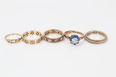 Lot 77 - Five 9ct gold gem set dress rings