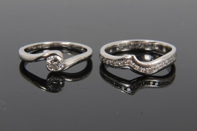 Lot 99 - Diamond single stone ring and half eternity ring