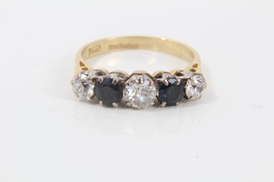 Lot 228 - Diamond and sapphire five stone ring
