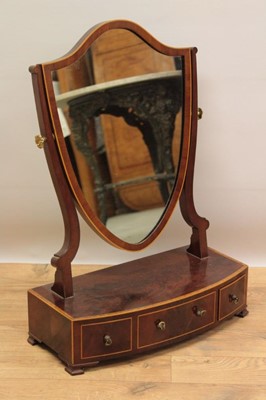 Lot 889 - George III style mahogany and tulipwood crossbanded toilet mirror