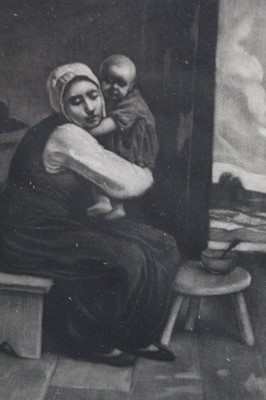 Lot 37 - William Strang (1859-1921) two signed etchings - mother and baby and washer woman, both signed in pencil, in glazed frames