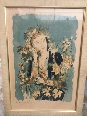 Lot 140 - Roland Oudot (1897 - 1981), portrait of a lady, screen print, 48 x 33cms, signed, framed
