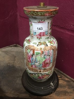 Lot 143 - 19th century Canton vase converted to a lamp