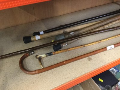 Lot 60 - Mixed group of sticks and riding crops, some silver mounted