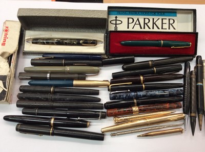 Lot 426 - Collection of various fountain pens, biros and pencils including Parker, Swan, Jewel, Conway Stewart etc