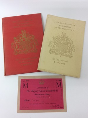 Lot 43 - The Coronation of H.M.Queen Elizabeth II ,coronation entrance ticket and service plans