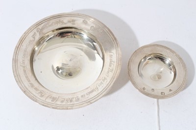 Lot 70 - Contemporary silver armada dish with engraved presentation inscription (London 1969), maker William Comyns & Sons Ltd, together with a smaller armada dish