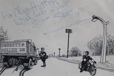 Lot 38 - Signed Giles cartoon - To Mrs Hutton, With best wishes, From Giles '58