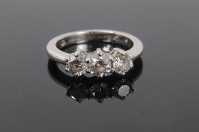 Lot 187 - Diamond three stone ring with three round brilliant cut diamonds weighing approximately 1.00ct in total