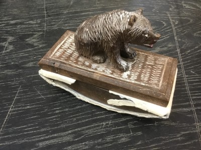 Lot 157 - Black Forrest carved bear blotter