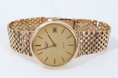 Lot 160 - Gentlemen's Longines 9ct gold wristwatch on gold bracelet in box