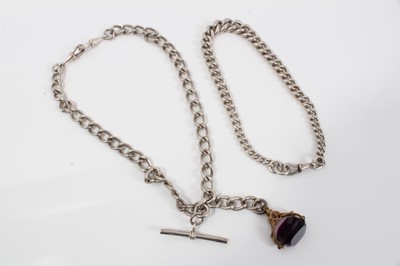 Lot 104 - Two silver watch chains