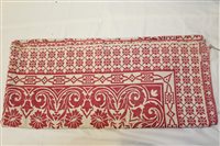 Lot 3122 - Victorian red and white woven cotton damask...