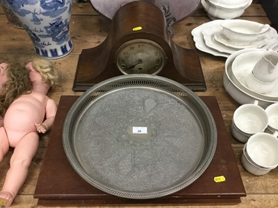 Lot 26 - Arthur Price Canteen of Beaded cutlery together with an Edwardian Mantel clock and a tray (3)