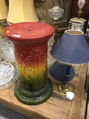Lot 37 - Chinese porcelain table lamp, together with an oil lamp, other lamps and a torchere