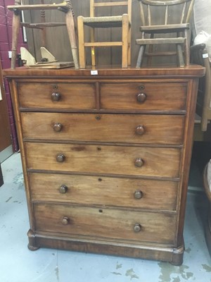Lot 927 - Victorian mahogany chest of two short and four long graduated drawers with bunn handles on bun feet 122 cm wide, 137 cm high, 52 cm deep
