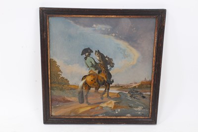 Lot 266 - Rare 18th century reverse painting on glass horseman and owl