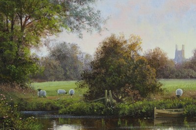 Lot 222 - Peter Duffield pair of oils on board - River Landscapes, signed, in gilt frames