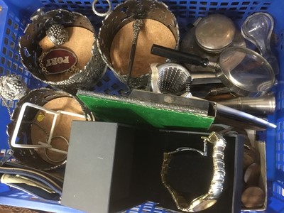 Lot 183 - Silver inkwell, plate, coins, sundries