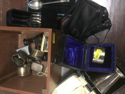 Lot 192 - Silver christening cup, napkin rings, vesta, Zeiss 8 x 20b pocket binoculars other items