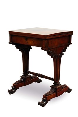 Lot 737 - Good Regency mahogany table with fold-over top, in the manner of Gillows