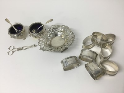 Lot 275 - Victorian pierced silver Bon-Bon dish, together with two cauldron salts