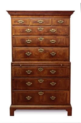 Lot 990 - George II walnut veneered chest on chest
