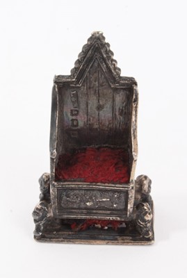 Lot 100 - Edwardian silver Coronation chair pin cushion