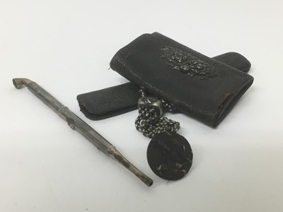 Lot 89 - Japanese Meiji period kiseru and tobacco pouch
