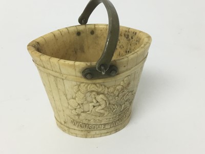 Lot 90 - Early 19th carved bone bucket, possibly with anti-slavery message