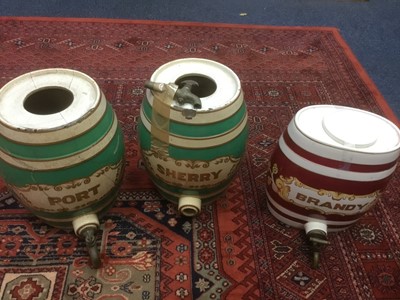 Lot 26 - Ceramic Brandy barrel, together with similar port and sherry barrels