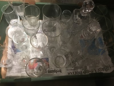 Lot 219 - Large quantity of glassware including 19th century rummers, decanters etc