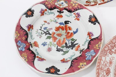 Lot 77 - A Masons Ironstone plate, in famille verte style, and five other Ironstone plates
