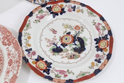 Lot 77 - A Masons Ironstone plate, in famille verte style, and five other Ironstone plates