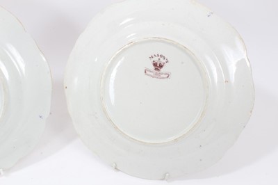 Lot 71 - An unusual pair of Masons Ironstone shell shaped dishes, and a similar pair of plates