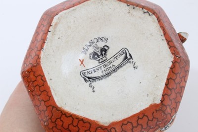 Lot 68 - A rare Masons Ironstone relief moulded jug, five other Masons jugs and two tooth brush vases