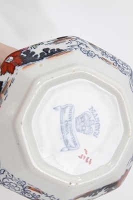 Lot 68 - A rare Masons Ironstone relief moulded jug, five other Masons jugs and two tooth brush vases