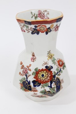 Lot 68 - A rare Masons Ironstone relief moulded jug, five other Masons jugs and two tooth brush vases