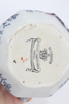 Lot 68 - A rare Masons Ironstone relief moulded jug, five other Masons jugs and two tooth brush vases