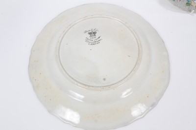 Lot 82 - Two Masons Ironstone plates, in Chinese famille rose style, and four other plates and a sauce tureen stand