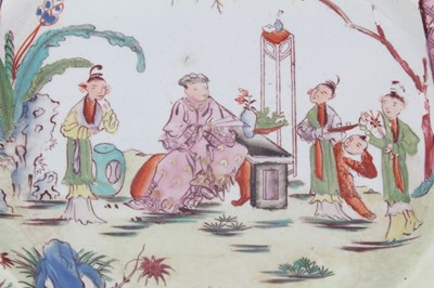 Lot 82 - Two Masons Ironstone plates, in Chinese famille rose style, and four other plates and a sauce tureen stand