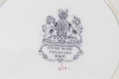 Lot 82 - Two Masons Ironstone plates, in Chinese famille rose style, and four other plates and a sauce tureen stand